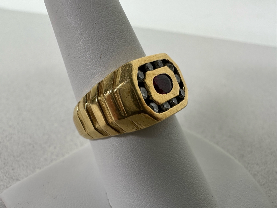 14K Gold Ruby Diamonds Ring Size 8.5 8.9g [Photo 4]