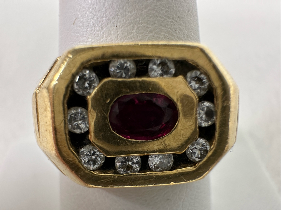 14K Gold Ruby Diamonds Ring Size 8.5 8.9g [Photo 3]