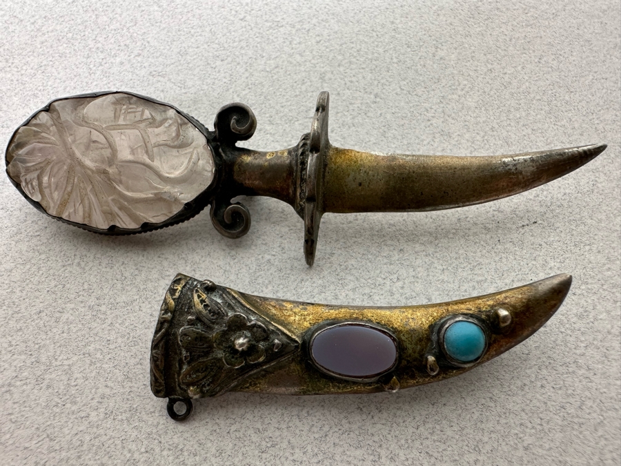 Vintage Sterling Silver Dagger With Sheath Jewelry Brooch Pin 3.5L 21.6g [Photo 10]