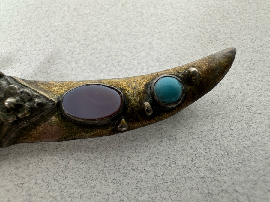 Vintage Sterling Silver Dagger With Sheath Jewelry Brooch Pin 3.5L 21.6g [Photo 6]