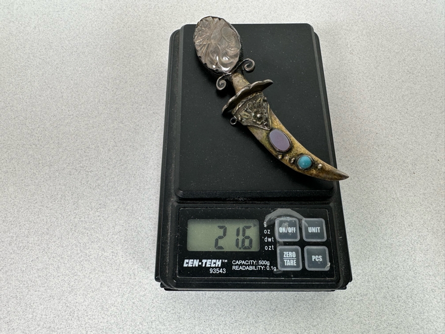 Vintage Sterling Silver Dagger With Sheath Jewelry Brooch Pin 3.5L 21.6g [Photo 12]