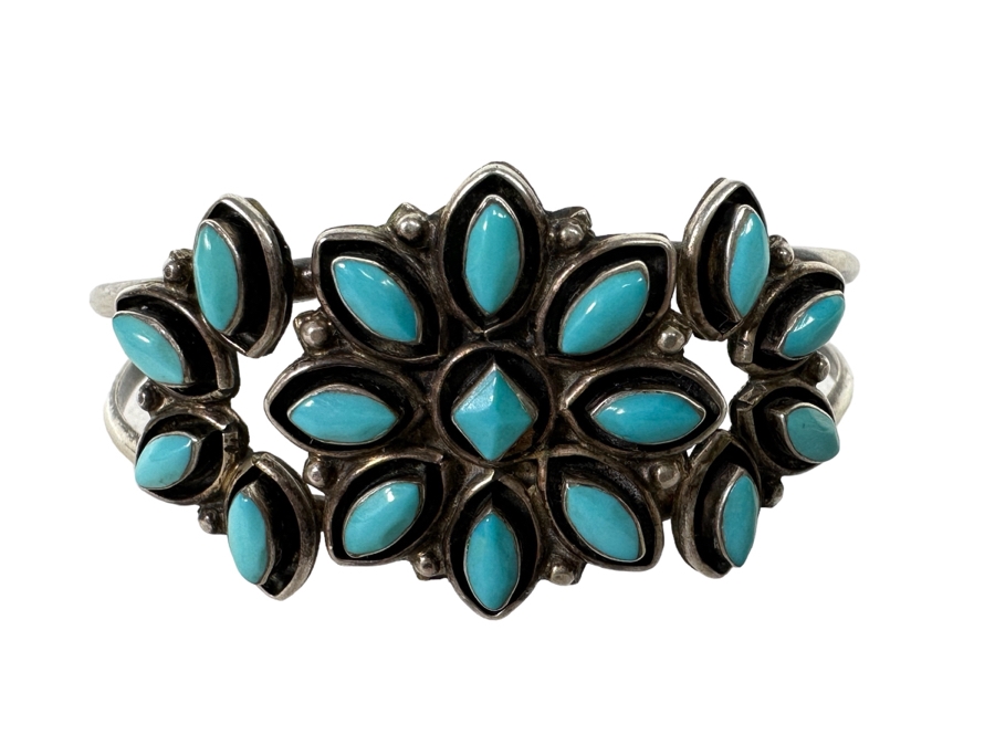 Vintage Sterling Silver Turquoise Cuff Bracelet 16g