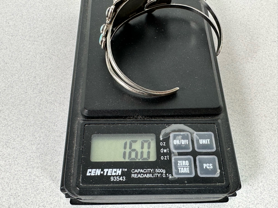 Vintage Sterling Silver Turquoise Cuff Bracelet 16g [Photo 7]