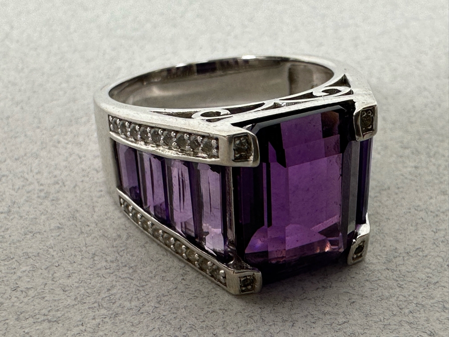 Sterling Silver Amethyst Ring Size 11.5 9.6g [Photo 5]