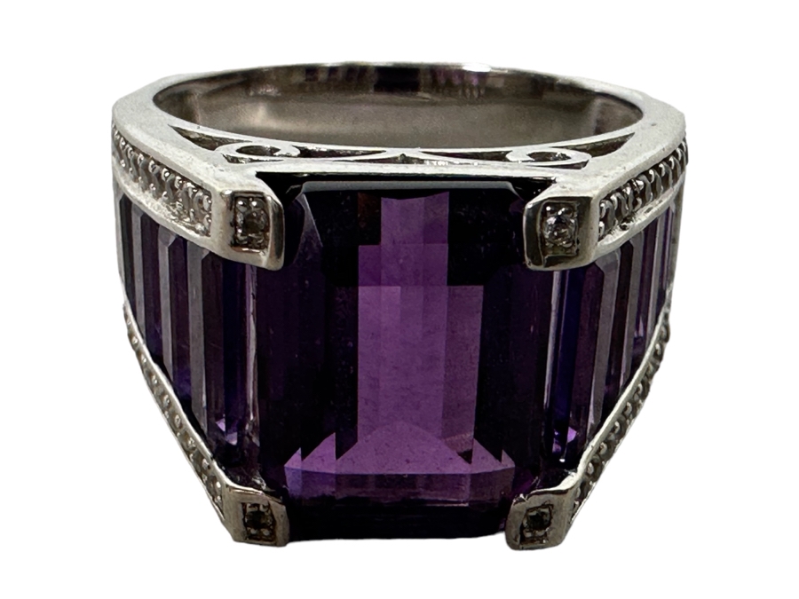 Sterling Silver Amethyst Ring Size 11.5 9.6g [Photo 2]