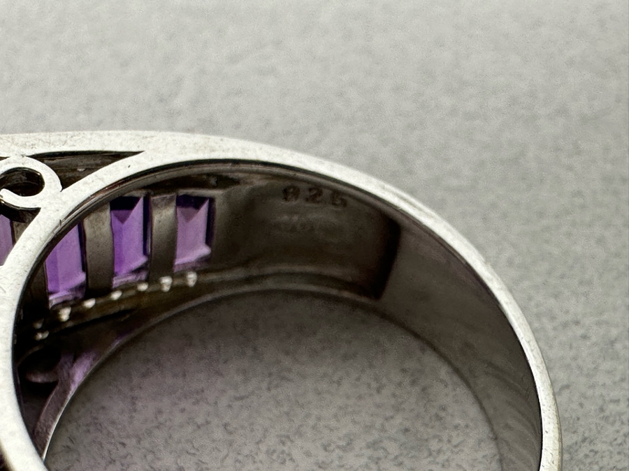 Sterling Silver Amethyst Ring Size 11.5 9.6g [Photo 11]