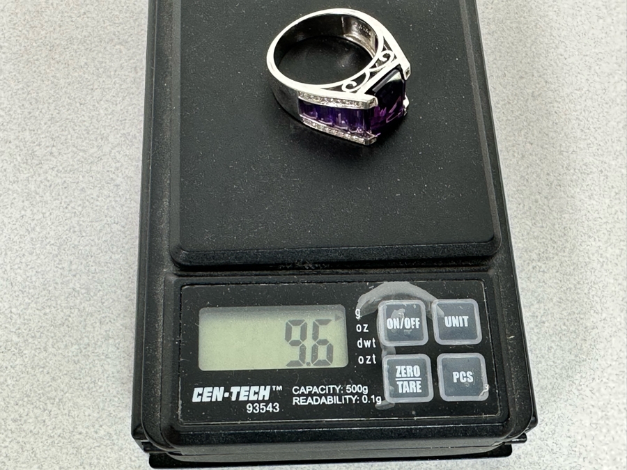 Sterling Silver Amethyst Ring Size 11.5 9.6g [Photo 12]