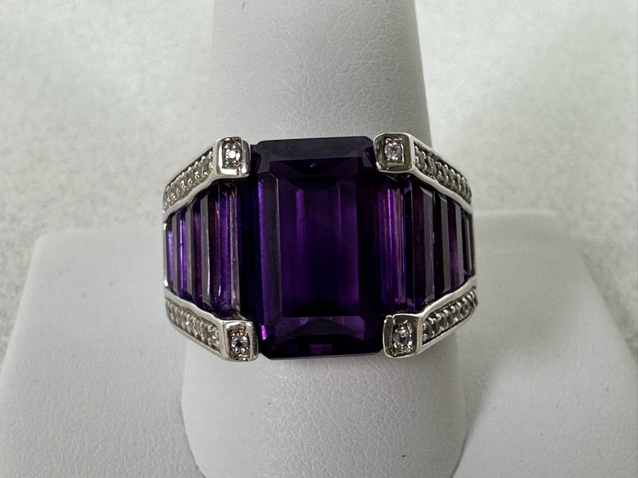 Sterling Silver Amethyst Ring Size 11.5 9.6g [Photo 8]