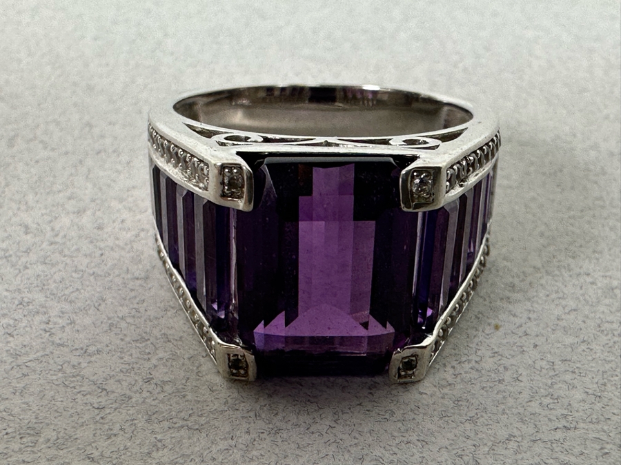 Sterling Silver Amethyst Ring Size 11.5 9.6g [Photo 3]