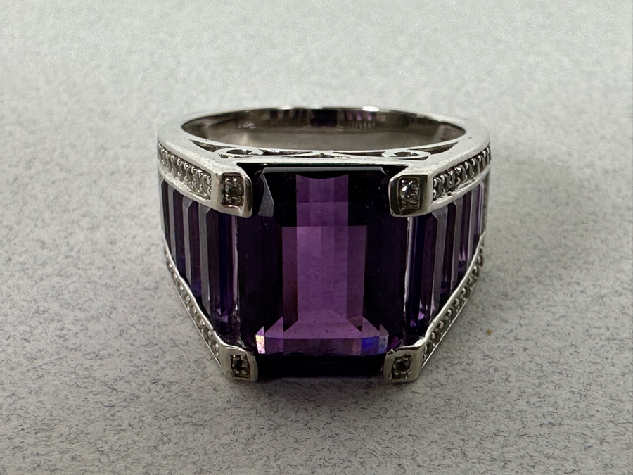 Sterling Silver Amethyst Ring Size 11.5 9.6g [Photo 4]
