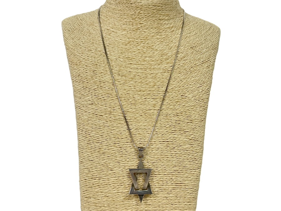 Sterling Silver Star Of David Pendant With 21' Sterling Silver Necklace 15.8g [Photo 3]