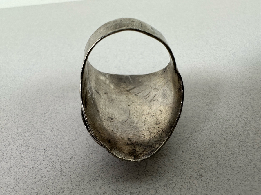 Huge Vintage Sterling Silver Turquoise Red Coral Ring Size 16+ 27.1g [Photo 9]