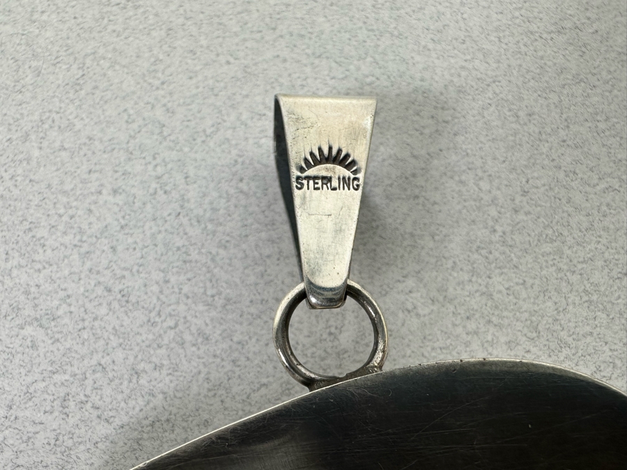 Vintage Sterling Silver Turquoise Native American Bear Pendant 2.5 X 2.5 23.6g [Photo 6]