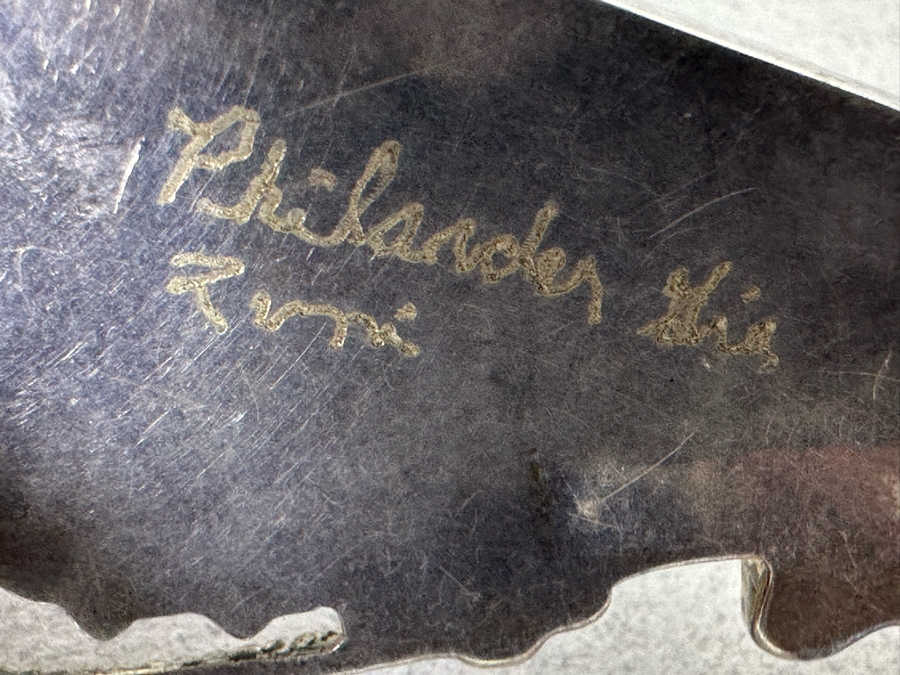 Incredible Signed Native American Sterling Silver With Stones Pendant 2.75L 14.5g [Photo 11]