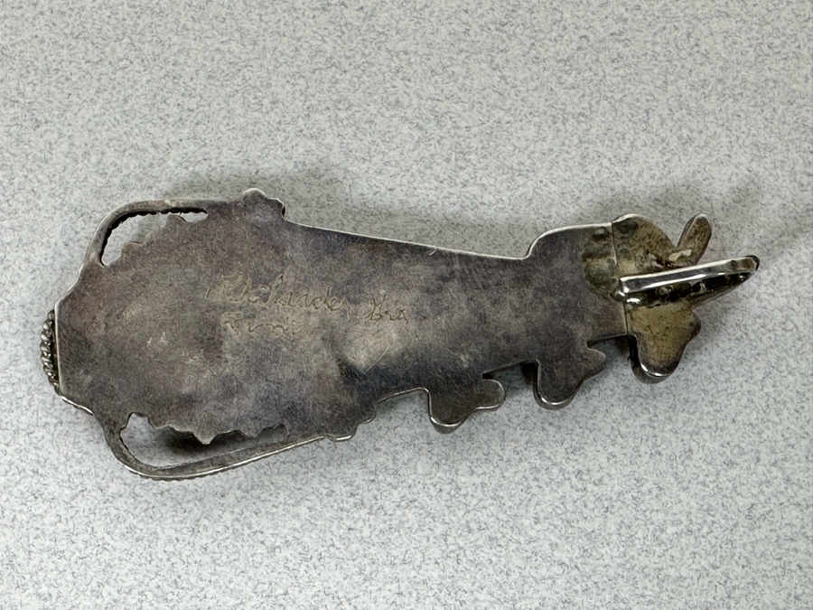 Incredible Signed Native American Sterling Silver With Stones Pendant 2.75L 14.5g [Photo 8]