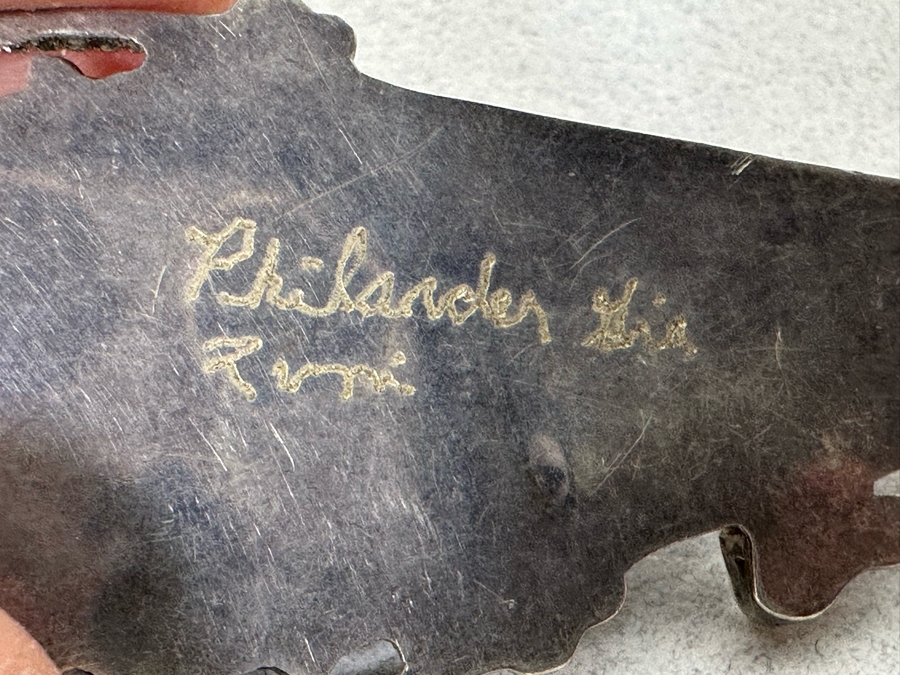 Incredible Signed Native American Sterling Silver With Stones Pendant 2.75L 14.5g [Photo 10]