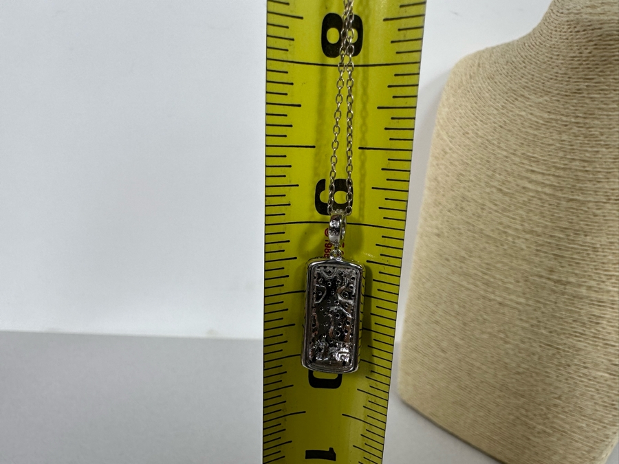 14K Gold Black And White Diamond Pendant Signed (4.5g Pendant Gold Weight) With 18' Sterling Silver Necklace [Photo 14]