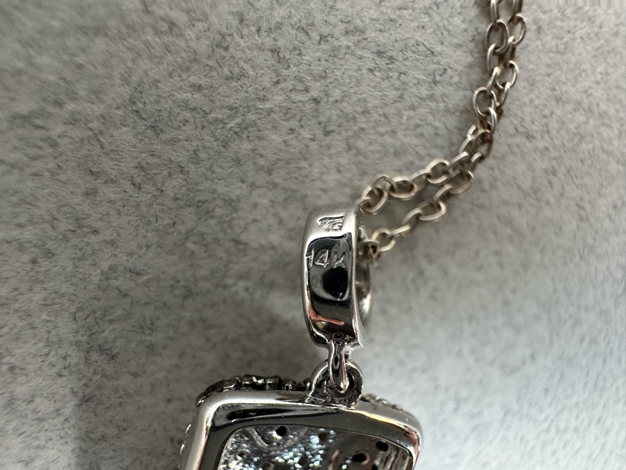 14K Gold Black And White Diamond Pendant Signed (4.5g Pendant Gold Weight) With 18' Sterling Silver Necklace [Photo 9]