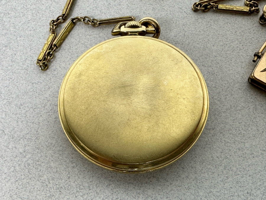 Hamilton Pocket Watch 17 Jewels With Masonic Watch Fob With Locket And Chain Runs [Photo 7]
