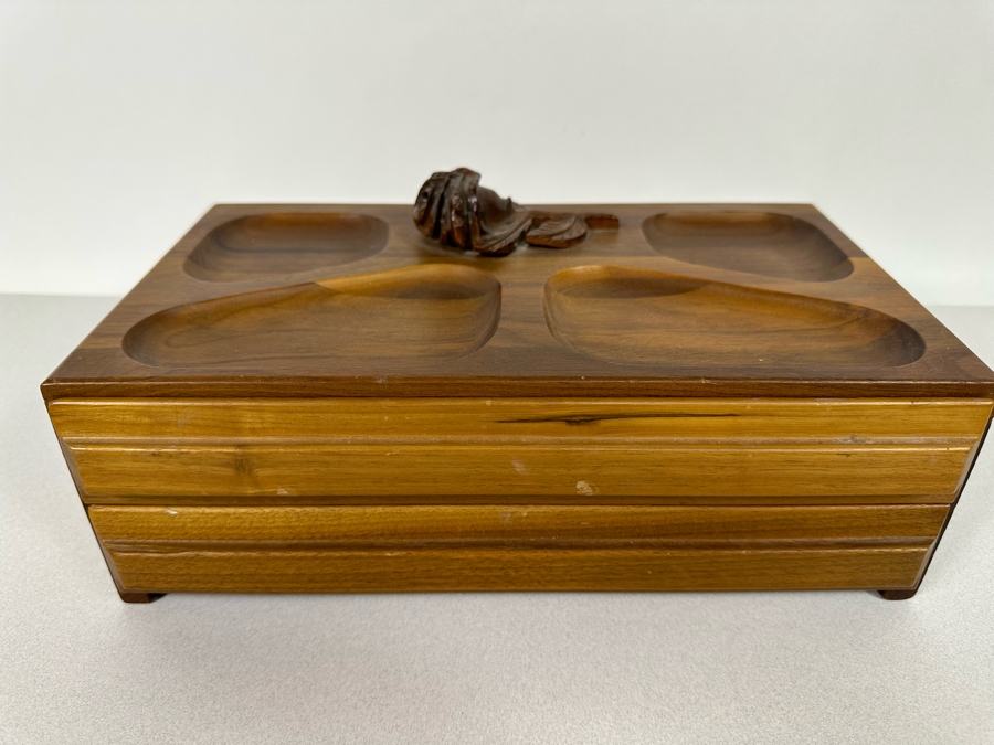Vintage Wooden Jewelry Box With Assorted Jewelry 11.5W X 7D X 5H - See Photos [Photo 18]