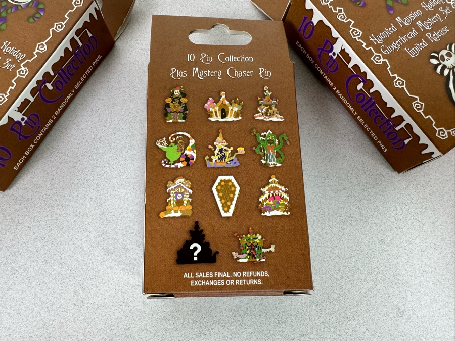 SIGNED Vintage Disneyland Haunted Mansion Holiday Gingerbread Mystery Set Limited Release Trading Pins With Original Boxes [Photo 5]