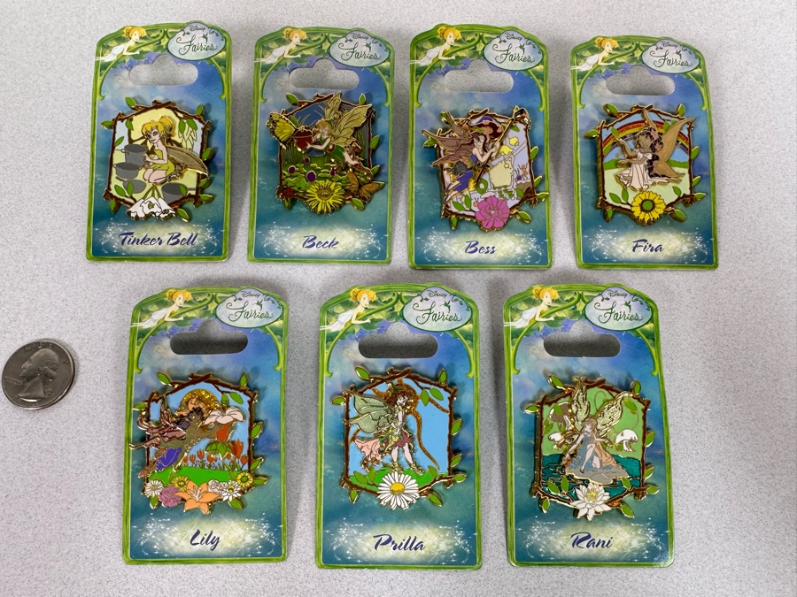 Collection Of Vintage Disneyland Fairies Trading Pins New On Cards Tinker Bell [Photo 2]