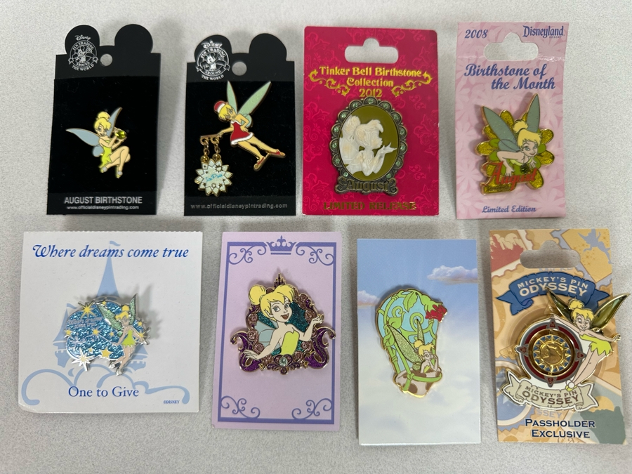 Collection Of Vintage Disneyland Trading Pins New On Cards Tinker Bell ...