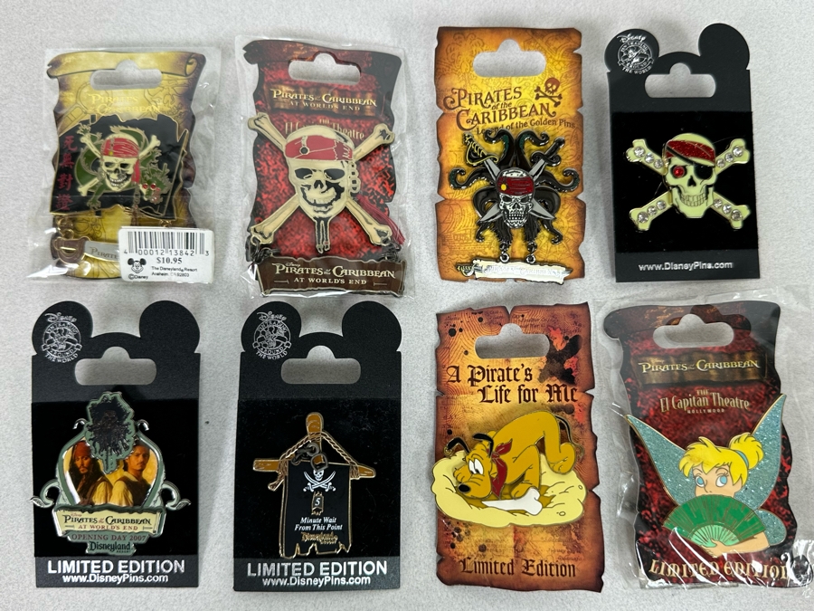 Collection Of Vintage Disneyland Trading Pins New On Cards Pirates Of The Caribbean - Four Limited Edition Pins [Photo 1]
