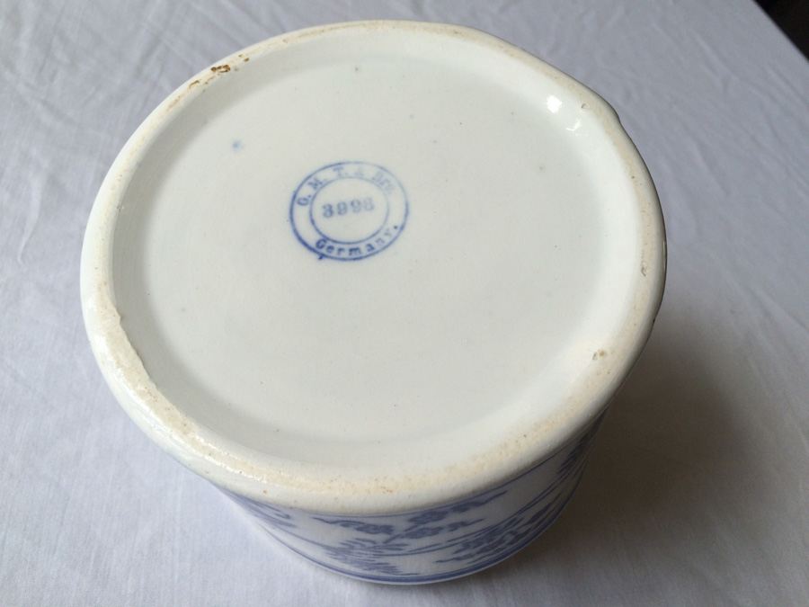 Blue & White Stoneware Hanging Salt Crock Box - G.M.T. & Bros Germany [Photo 6]