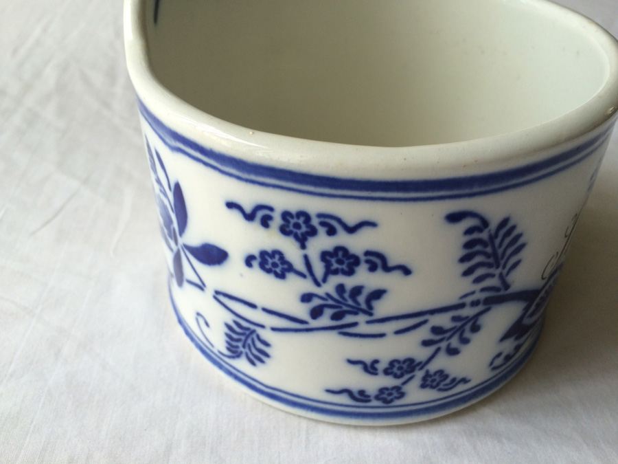 Blue & White Stoneware Hanging Salt Crock Box - G.M.T. & Bros Germany [Photo 3]