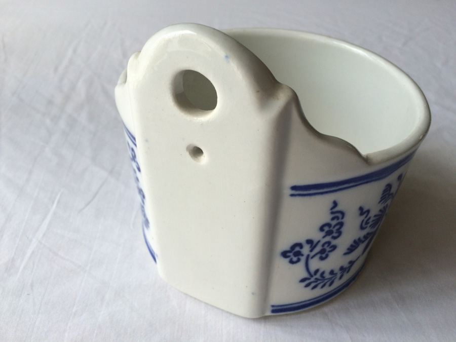 Blue & White Stoneware Hanging Salt Crock Box - G.M.T. & Bros Germany [Photo 4]