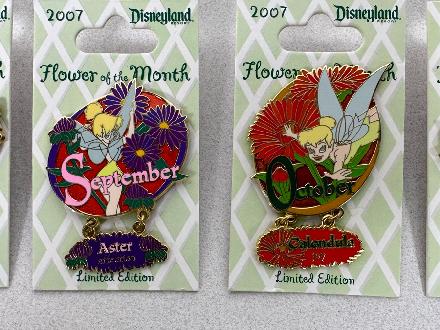 Collection Of Vintage Disneyland Limited Edition Trading Pins New On Cards Flower Of The Month 2007 [Photo 8]