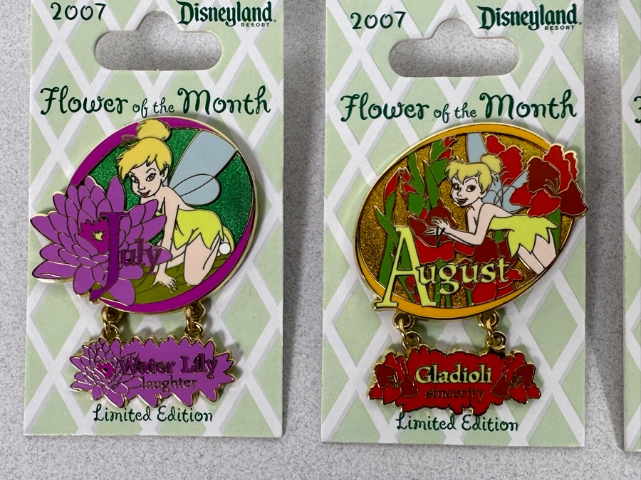 Collection Of Vintage Disneyland Limited Edition Trading Pins New On Cards Flower Of The Month 2007 [Photo 7]