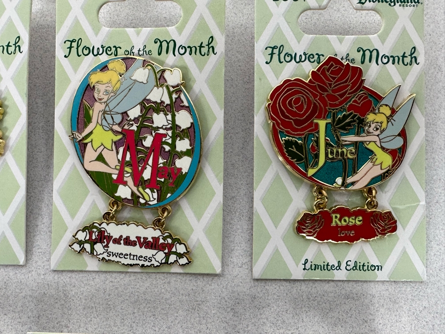 Collection Of Vintage Disneyland Limited Edition Trading Pins New On Cards Flower Of The Month 2007 [Photo 6]