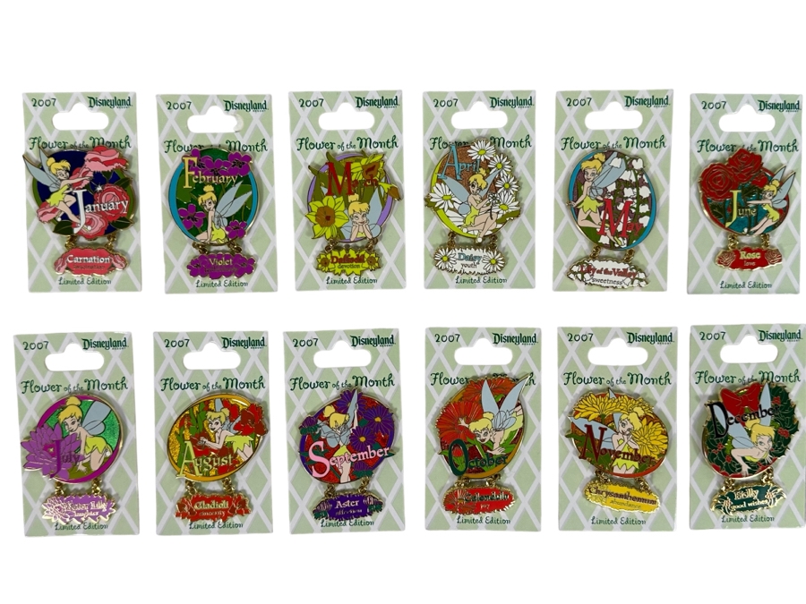 Collection Of Vintage Disneyland Limited Edition Trading Pins New On Cards Flower Of The Month 2007 [Photo 1]