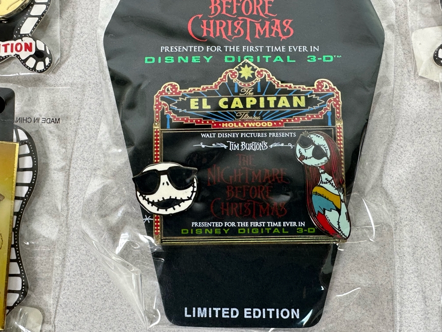 Collection Of Vintage Disneyland Trading Pins New On Cards - Three Limited Edition Pins The Nightmare Before Christmas Disney's Soda Fountain And Studio Store [Photo 3]