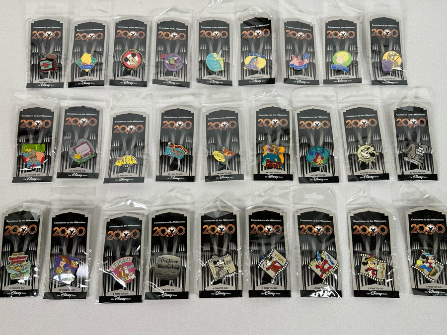 Collection Of Vintage Disneyland Trading Pins New On Cards Year 2000 Millennium Countdown [Photo 1]