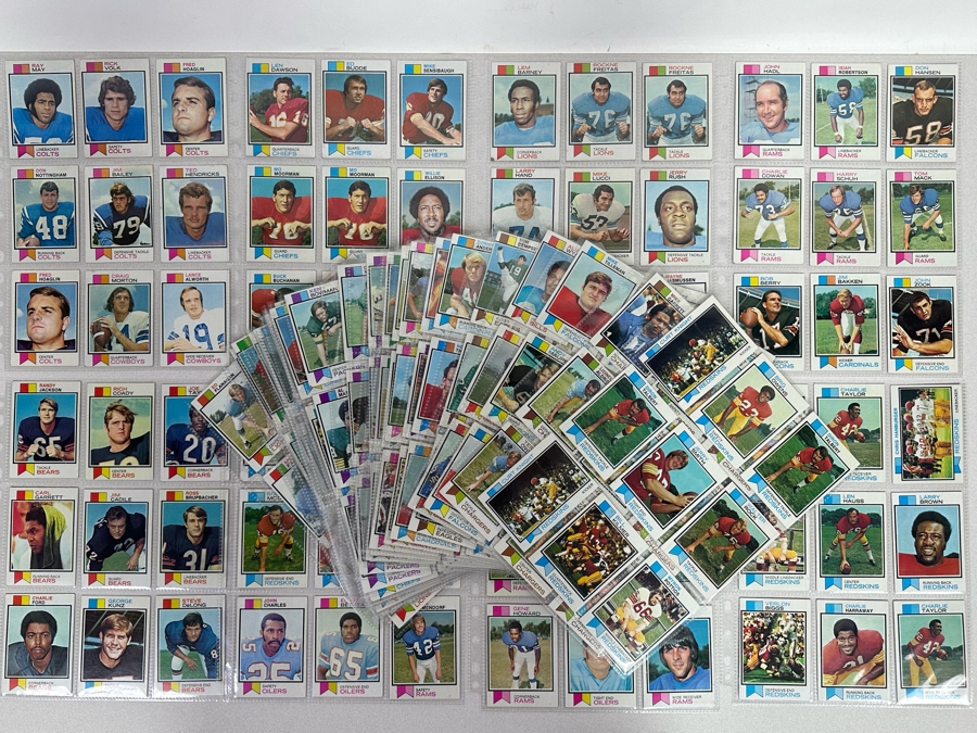 Vintage 1973 Topps Football Card Collection In Plastic Sleeves 279 Cards Total Ready For Grading - See Photos [Photo 1]