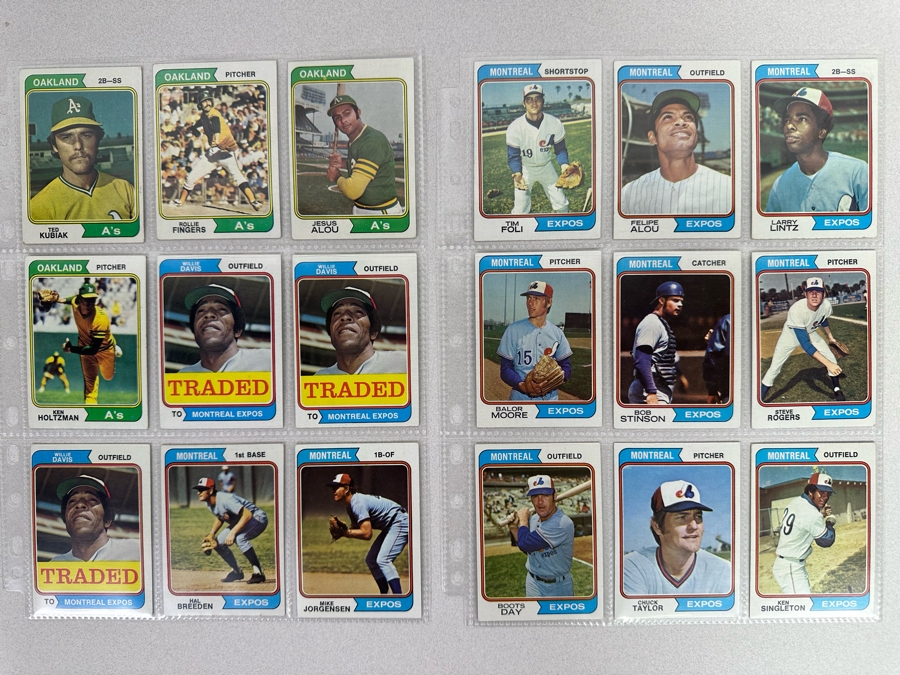 Vintage 1974 Topps Baseball Card Collection In Plastic Sleeves 549 Cards Total Ready For Grading - See Photos [Photo 9]