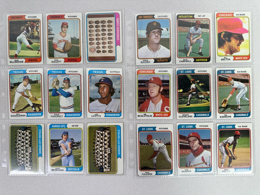 Vintage 1974 Topps Baseball Card Collection In Plastic Sleeves 549 Cards Total Ready For Grading - See Photos [Photo 6]