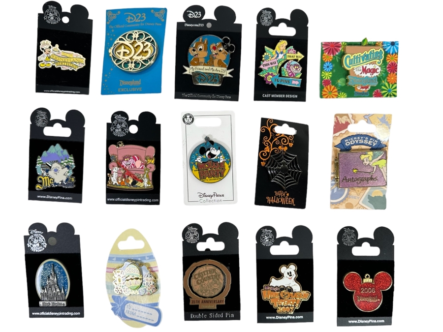 Collection Of Vintage Disneyland Trading Pins New On Cards