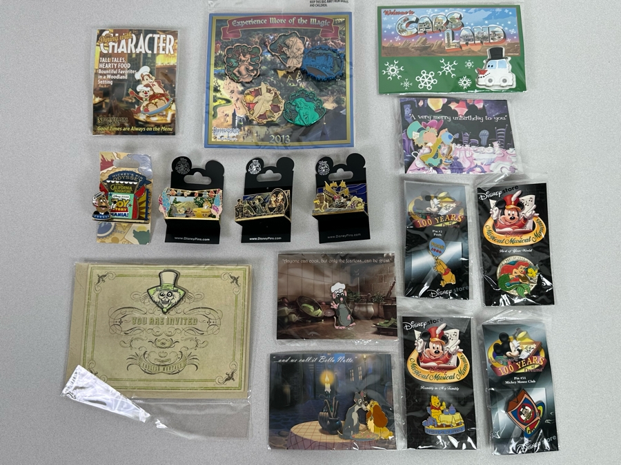 Collection Of Vintage Disneyland Trading Pins New On Cards