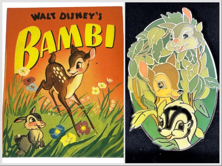 Vintage Disneyland Walt Disney's Bambi Big Better Little Books Whitman Publishing Company Trading Pins New In Box
