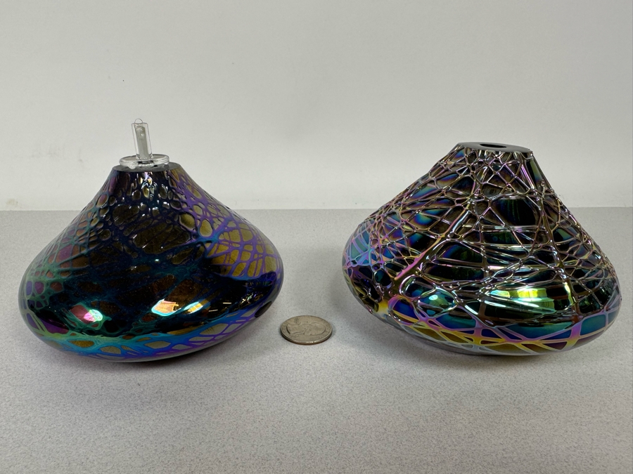 Pair Of Signed Stuart Abelman Art Glass Lamps 2002 / 2004 4.5W X 3.5H [Photo 2]