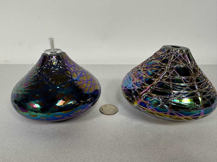 Pair Of Signed Stuart Abelman Art Glass Lamps 2002 / 2004 4.5W X 3.5H [Photo 3]