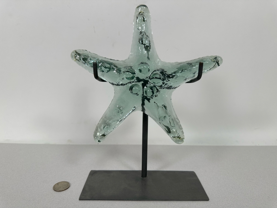 Decorative Glass Starfish With Metal Display Stand 10H [Photo 2]