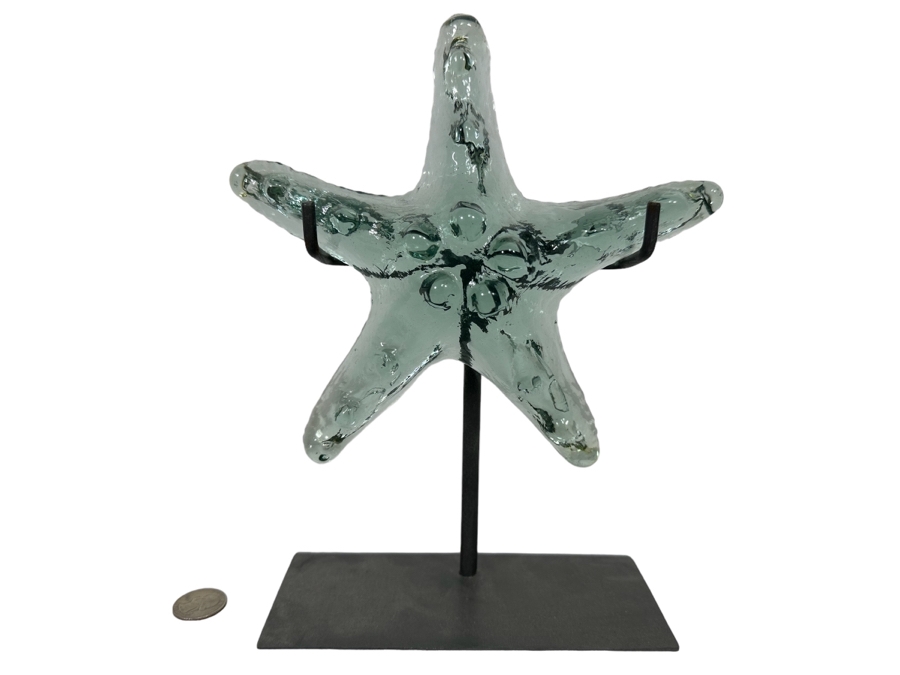 Decorative Glass Starfish With Metal Display Stand 10H [Photo 1]