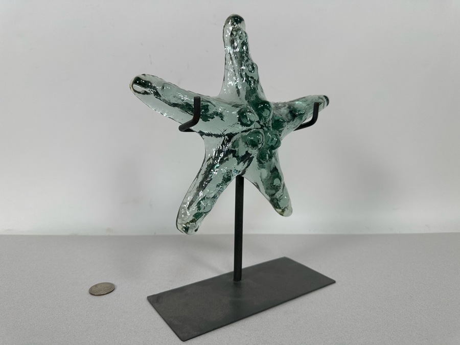 Decorative Glass Starfish With Metal Display Stand 10H [Photo 4]