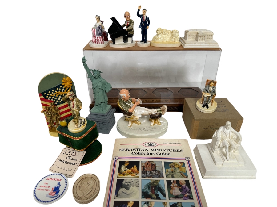 Collection Of Sebastian Miniatures Figurines And Hand Signed Book Most Figurines Are Hand Signed By Either Prescott Baston (Father) Or Woody Baston (Son) - See Photos [Photo 1]