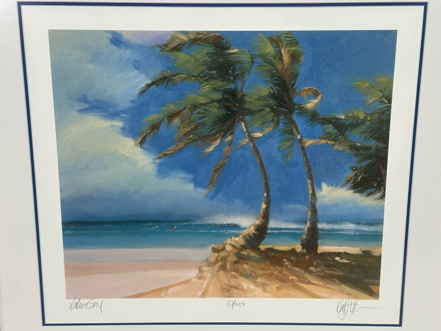 Hand Signed Limited Edition Print Titled 'Palm Sway' 21 X 19 Framed 29.5 X 26.5 [Photo 1]